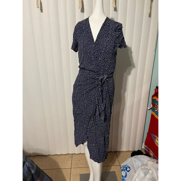 Women's Express Blue & White Polka Dot Wrap Dress Size S - Picture 1 of 2